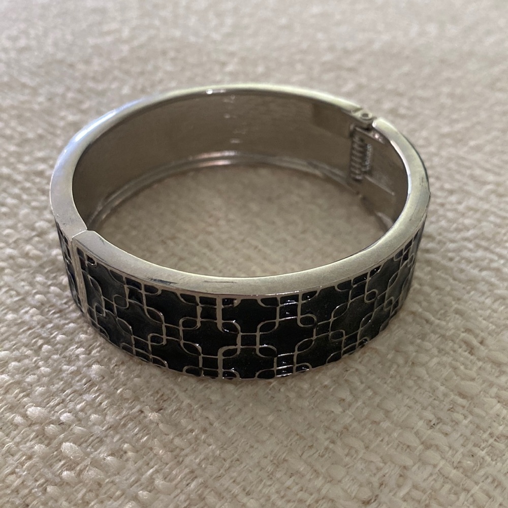 Sterling silver and black bracelet